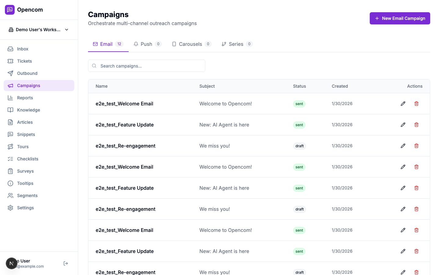Campaigns — multi-channel outreach