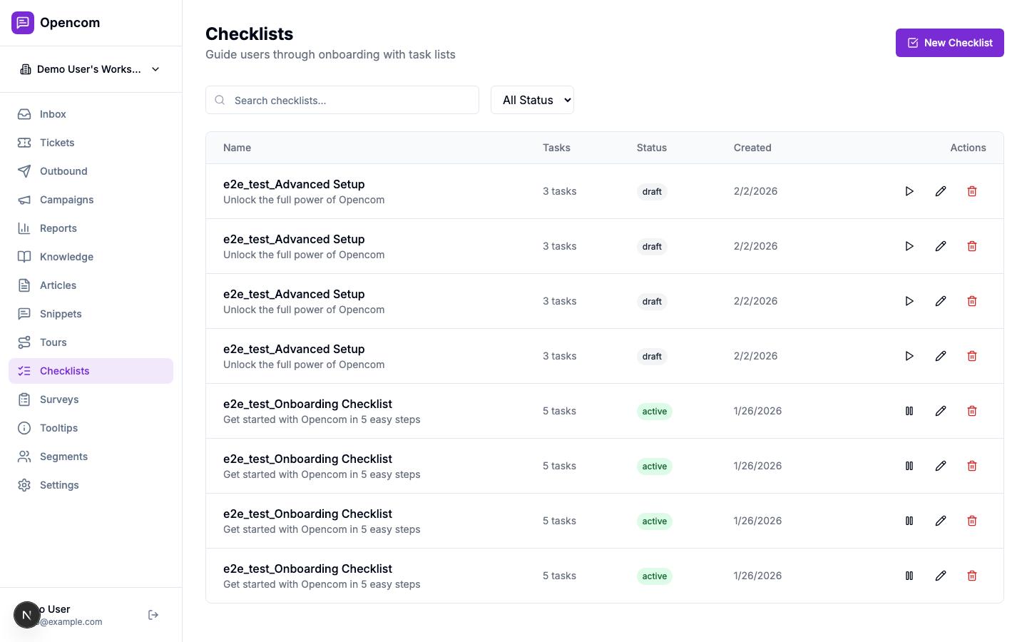 Checklists screenshot