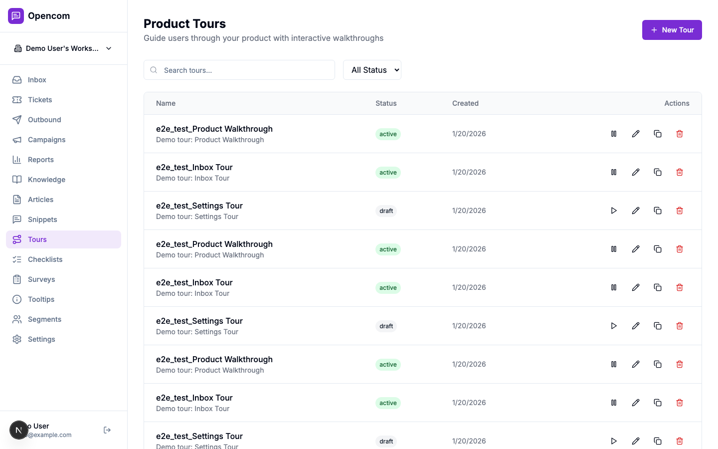 Product Tours screenshot